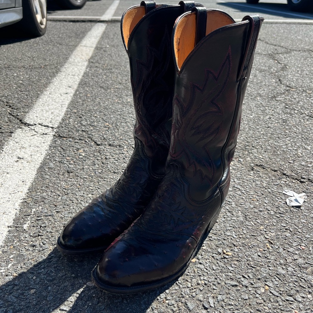 Lucchese Ostrich Boots - Oxblood